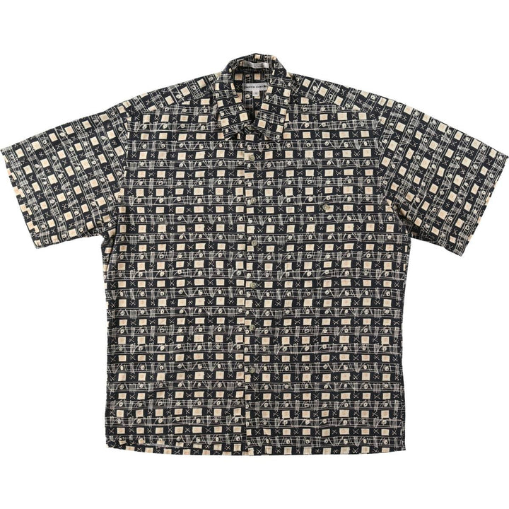 Pierre Cardin all-over print short-sleeved cotton shirt, boxy fit, men's size M. cotton black type Vintage Second Hand