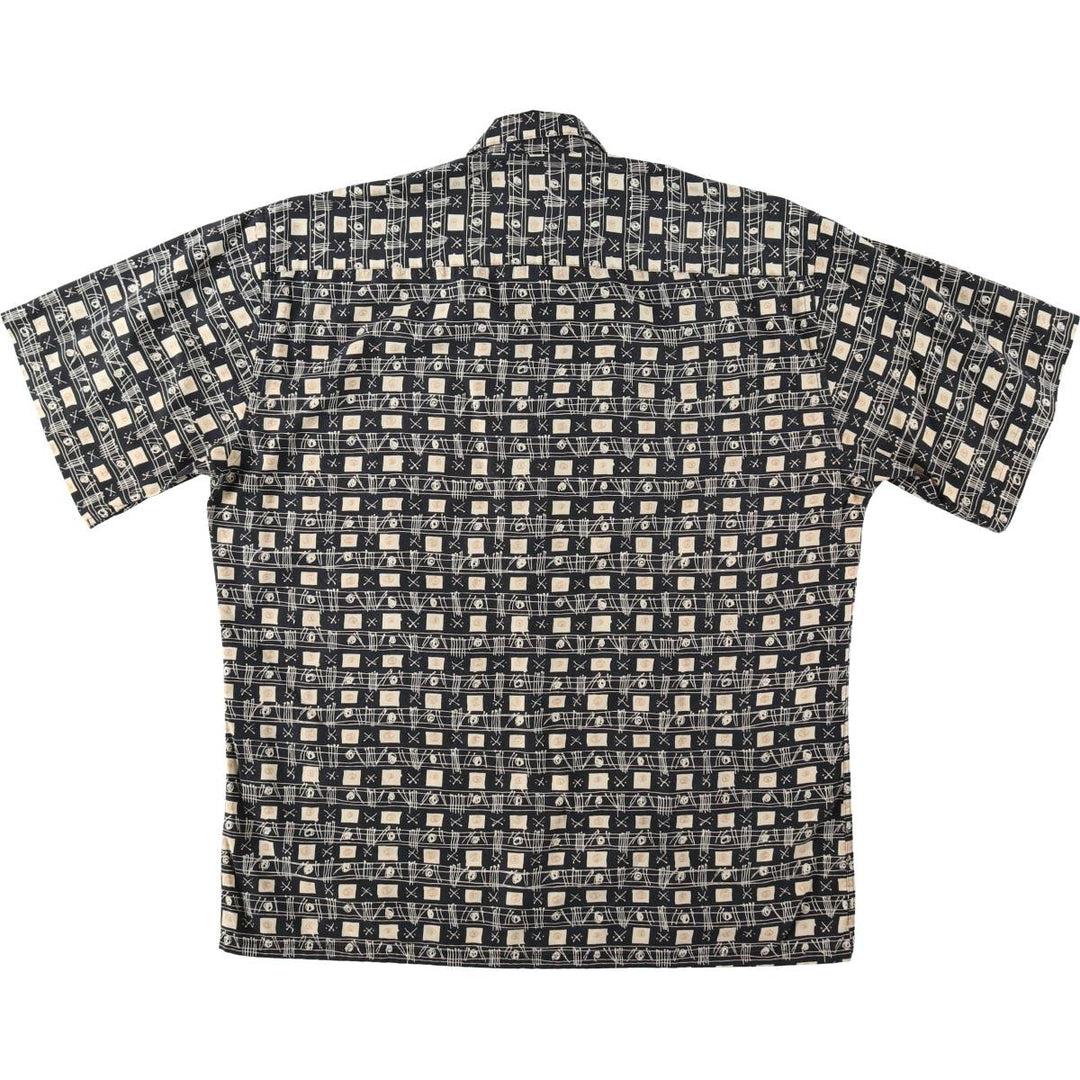 Pierre Cardin all-over print short-sleeved cotton shirt, boxy fit, men's size M. cotton black type Vintage Second Hand