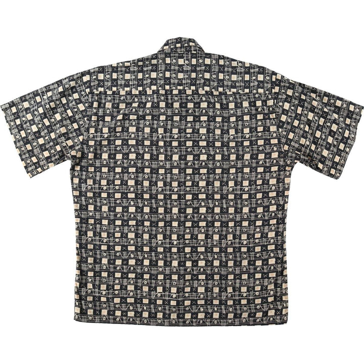 Pierre Cardin all-over print short-sleeved cotton shirt, boxy fit, men's size M. cotton black type Vintage Second Hand