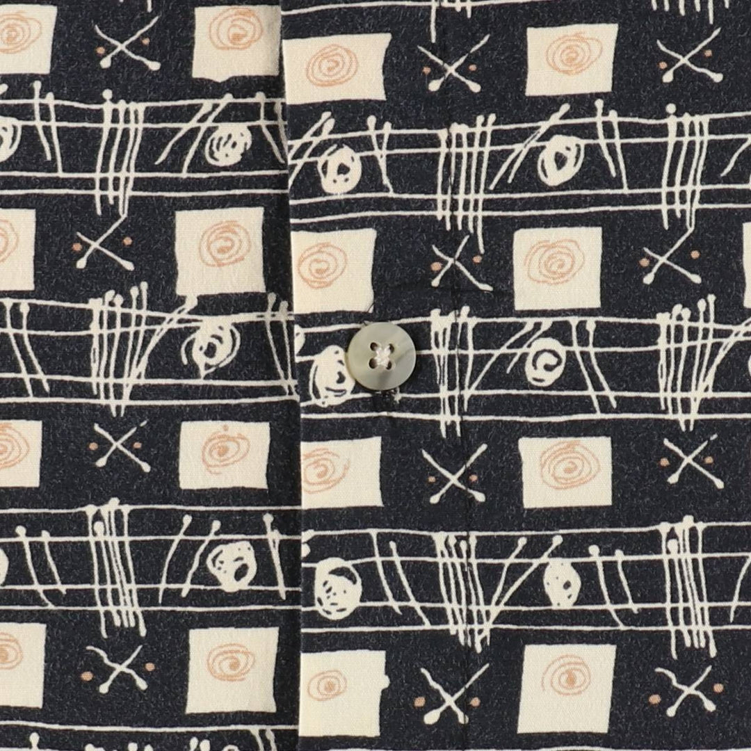 Pierre Cardin all-over print short-sleeved cotton shirt, boxy fit, men's size M. cotton black type Vintage Second Hand