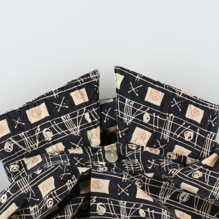 Pierre Cardin all-over print short-sleeved cotton shirt, boxy fit, men's size M. cotton black type Vintage Second Hand