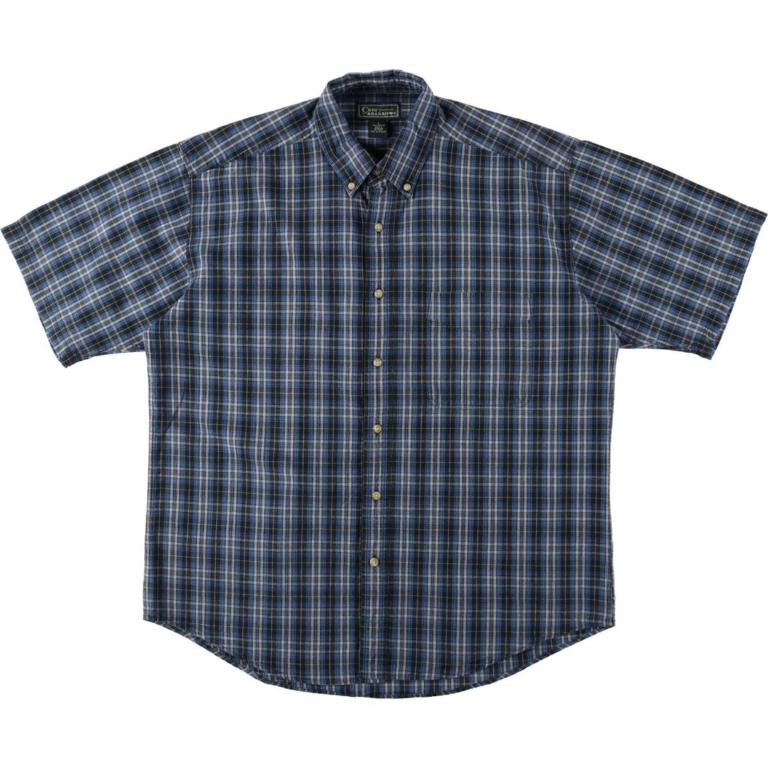CROFT&BARROW Short-Sleeve Button-Down Check Shirt, Men's Size L (approx.) cotton blue type Vintage Second Hand