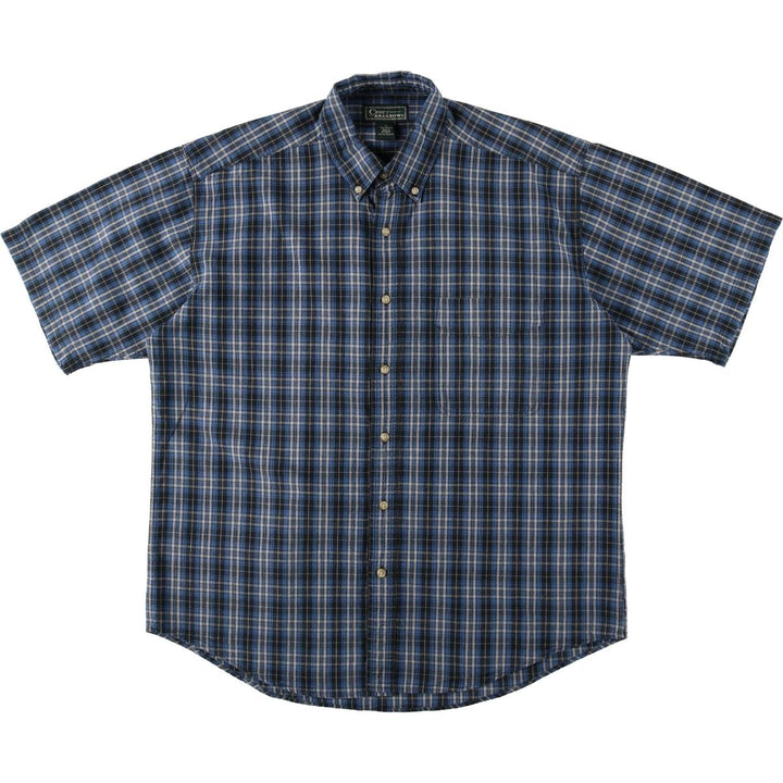 CROFT&BARROW Short-Sleeve Button-Down Check Shirt, Men's Size L (approx.) cotton blue type Vintage Second Hand