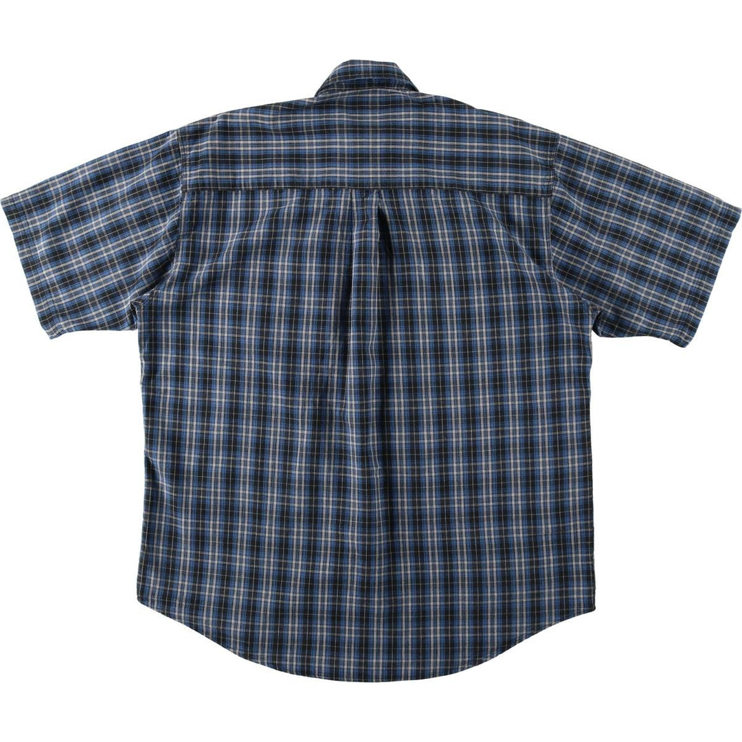 CROFT&BARROW Short-Sleeve Button-Down Check Shirt, Men's Size L (approx.) cotton blue type Vintage Second Hand
