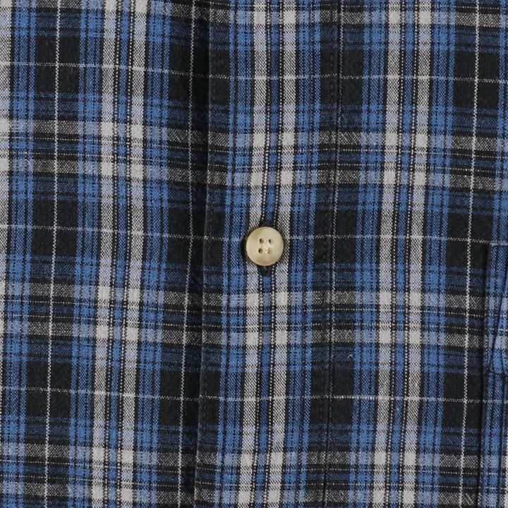 CROFT&BARROW Short-Sleeve Button-Down Check Shirt, Men's Size L (approx.) cotton blue type Vintage Second Hand