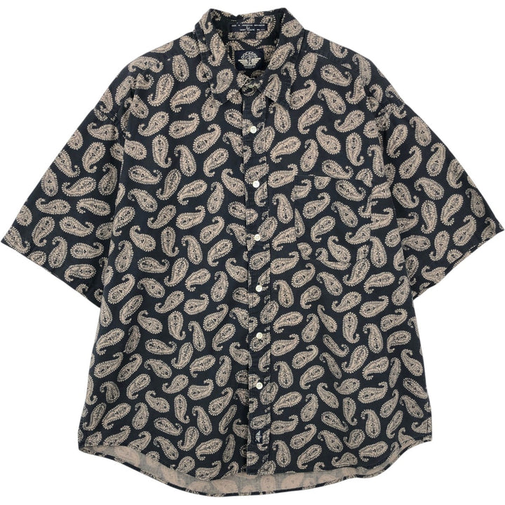 Dockers Paisley Pattern Short-Sleeve Cotton Shirt, Men's Size L (approx.) cotton black type Vintage Second Hand