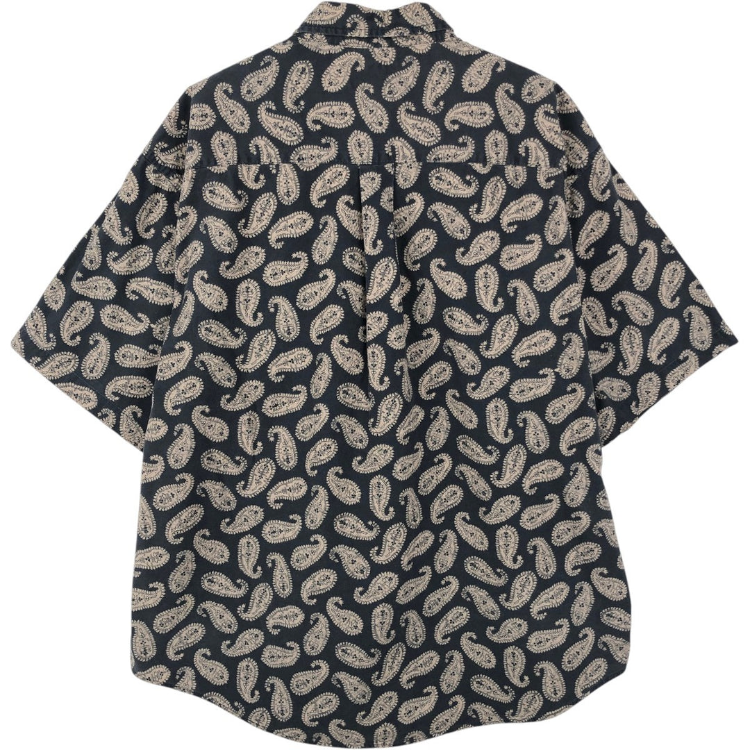 Dockers Paisley Pattern Short-Sleeve Cotton Shirt, Men's Size L (approx.) cotton black type Vintage Second Hand