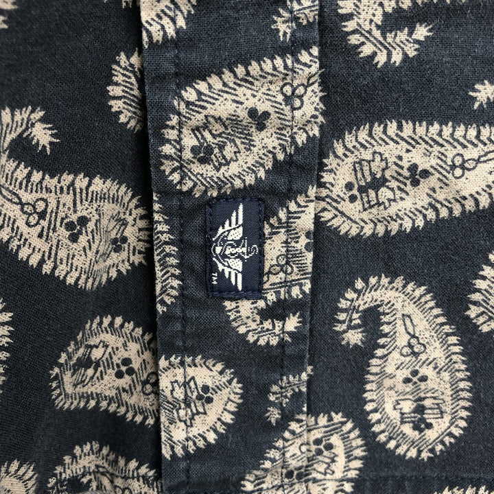 Dockers Paisley Pattern Short-Sleeve Cotton Shirt, Men's Size L (approx.) cotton black type Vintage Second Hand