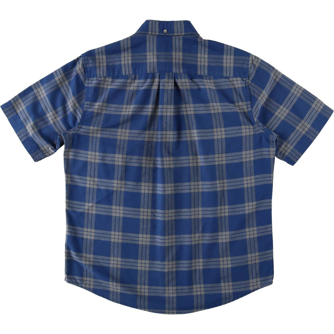 St. John's Bay Easy Care Short-Sleeve Button-Down Check Shirt, Men's Size M (approx.) cotton blue type Vintage Second Hand