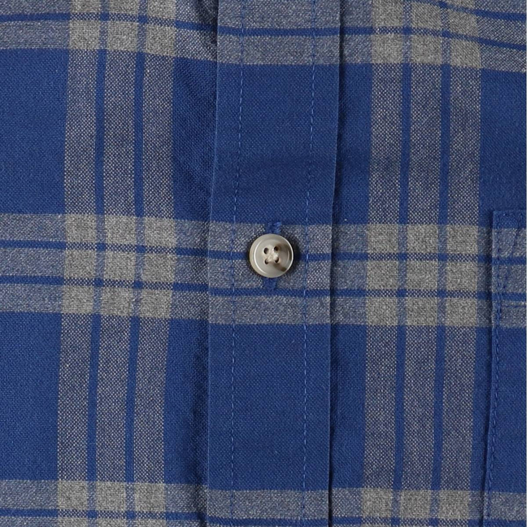 St. John's Bay Easy Care Short-Sleeve Button-Down Check Shirt, Men's Size M (approx.) cotton blue type Vintage Second Hand