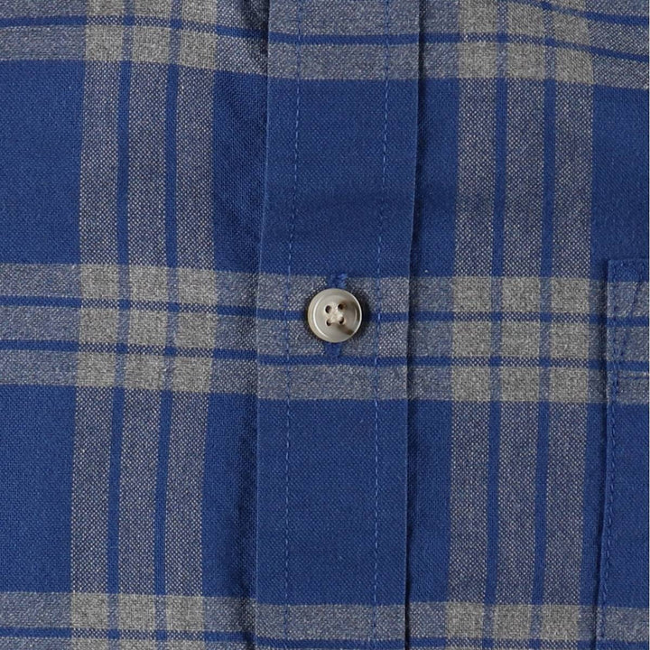 St. John's Bay Easy Care Short-Sleeve Button-Down Check Shirt, Men's Size M (approx.) cotton blue type Vintage Second Hand