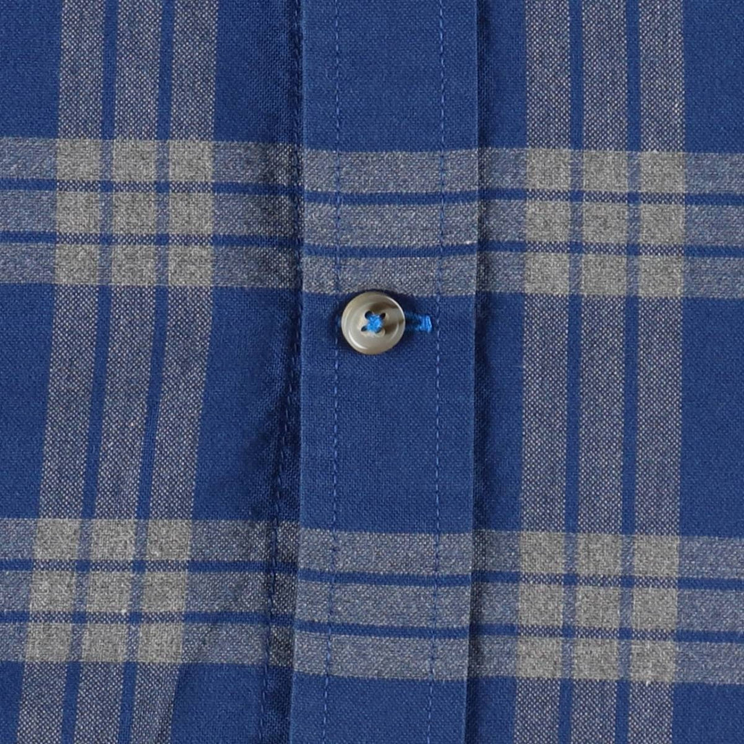 St. John's Bay Easy Care Short-Sleeve Button-Down Check Shirt, Men's Size M (approx.) cotton blue type Vintage Second Hand