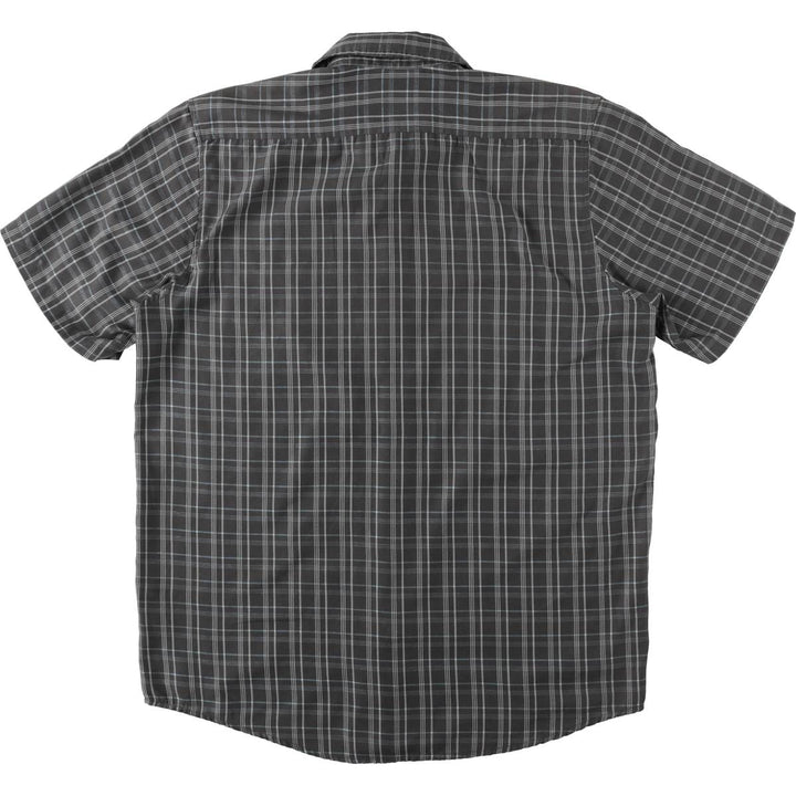 2000'S Adidas CLIMA365 Check Pattern Short-Sleeve Poly-Cotton Shirt, Men's Size M (approx.) polyester gray type Vintage Second Hand