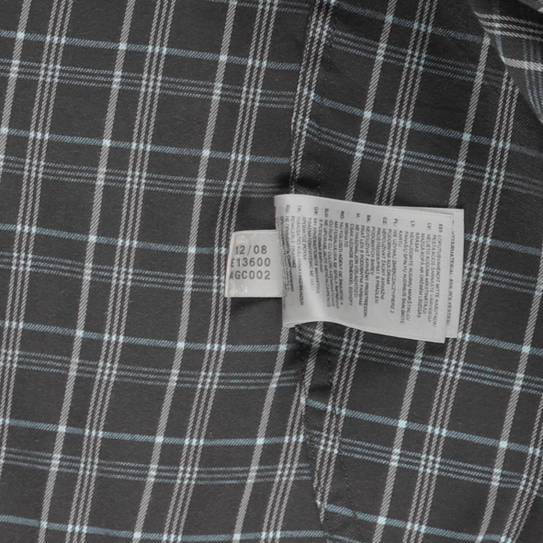 2000'S Adidas CLIMA365 Check Pattern Short-Sleeve Poly-Cotton Shirt, Men's Size M (approx.) polyester gray type Vintage Second Hand