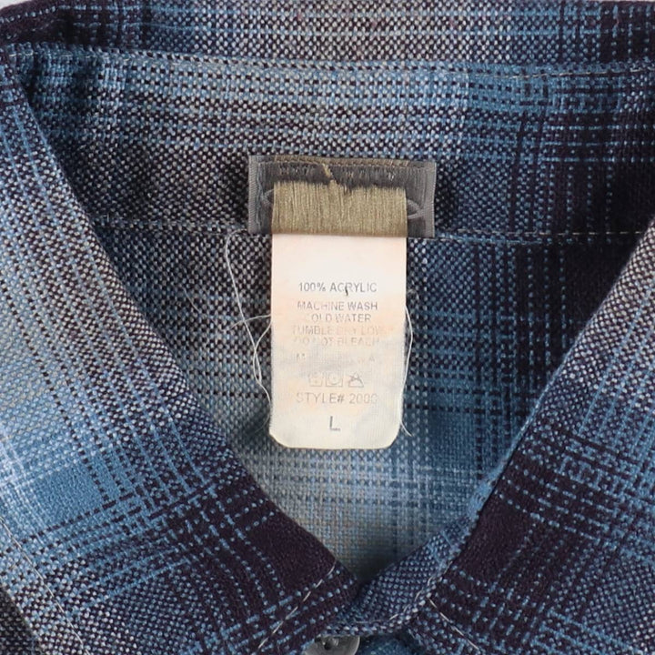 Caltop Ombre Check Short-Sleeve Check Shirt, Boxy Shirt, Made in USA, Men's Size L acrylic blue type Vintage Second Hand