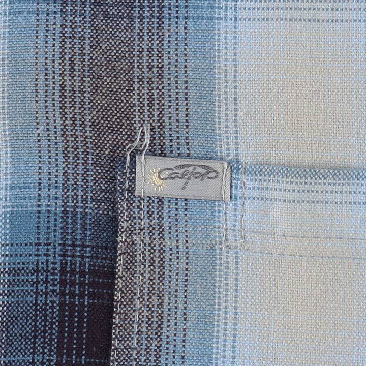 Caltop Ombre Check Short-Sleeve Check Shirt, Boxy Shirt, Made in USA, Men's Size L acrylic blue type Vintage Second Hand