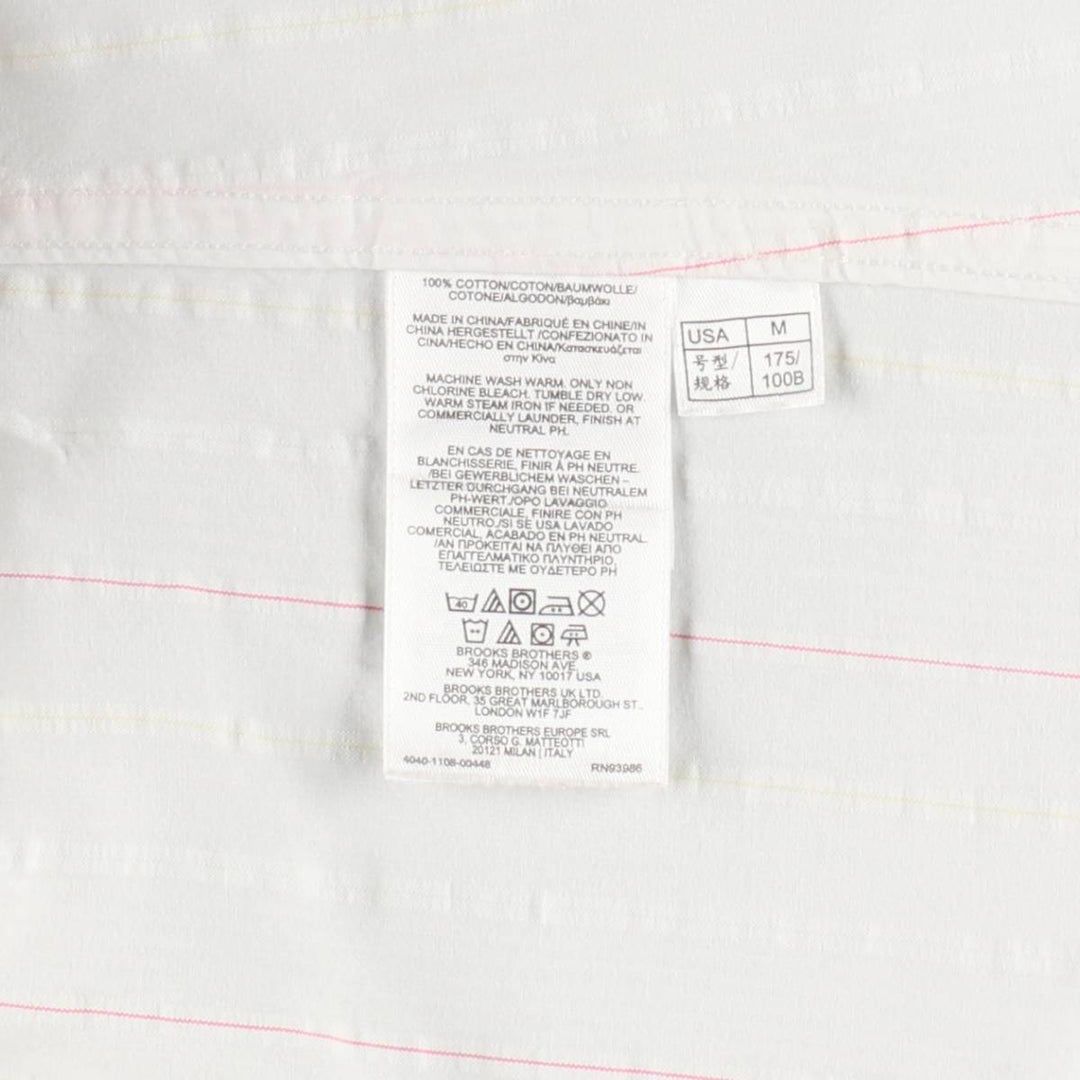 Brooks Brothers 1818 REGENT Short-Sleeve Button-Down Striped Shirt, Men's Size M (approx.) cotton white type Vintage Second Hand