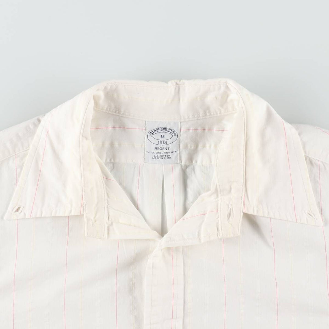 Brooks Brothers 1818 REGENT Short-Sleeve Button-Down Striped Shirt, Men's Size M (approx.) cotton white type Vintage Second Hand