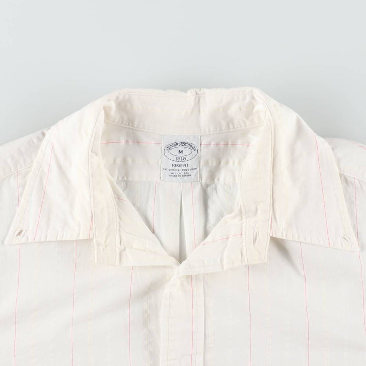 Brooks Brothers 1818 REGENT Short-Sleeve Button-Down Striped Shirt, Men's Size M (approx.) cotton white type Vintage Second Hand