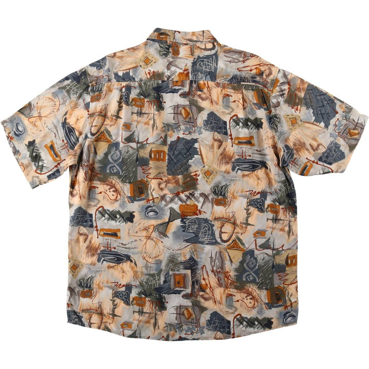C and A CANDA all-over print short-sleeved viscose shirt, men's size XL. Viscose Beige type Vintage Second Hand