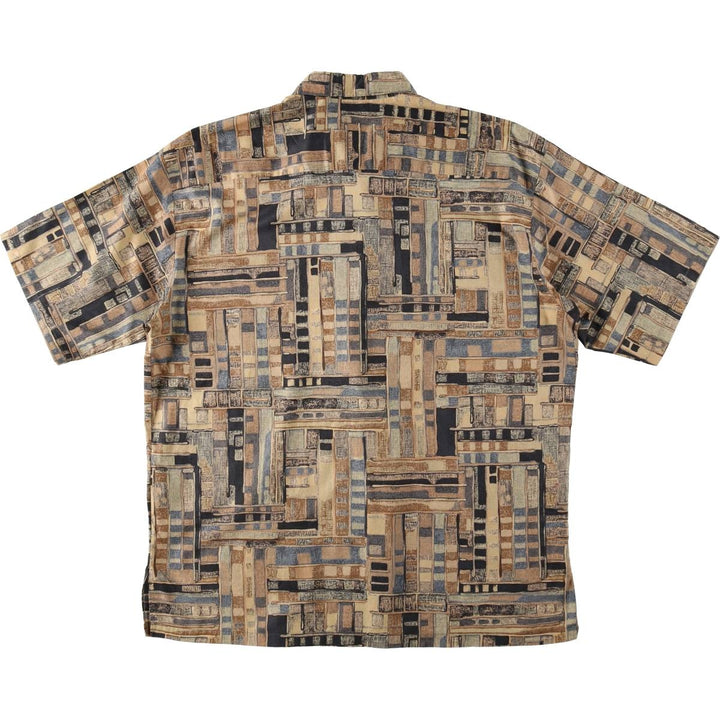 Tori Richard all-over print short-sleeved cotton shirt, boxy fit, made in USA, men's size XL. cotton Beige type Vintage Second Hand