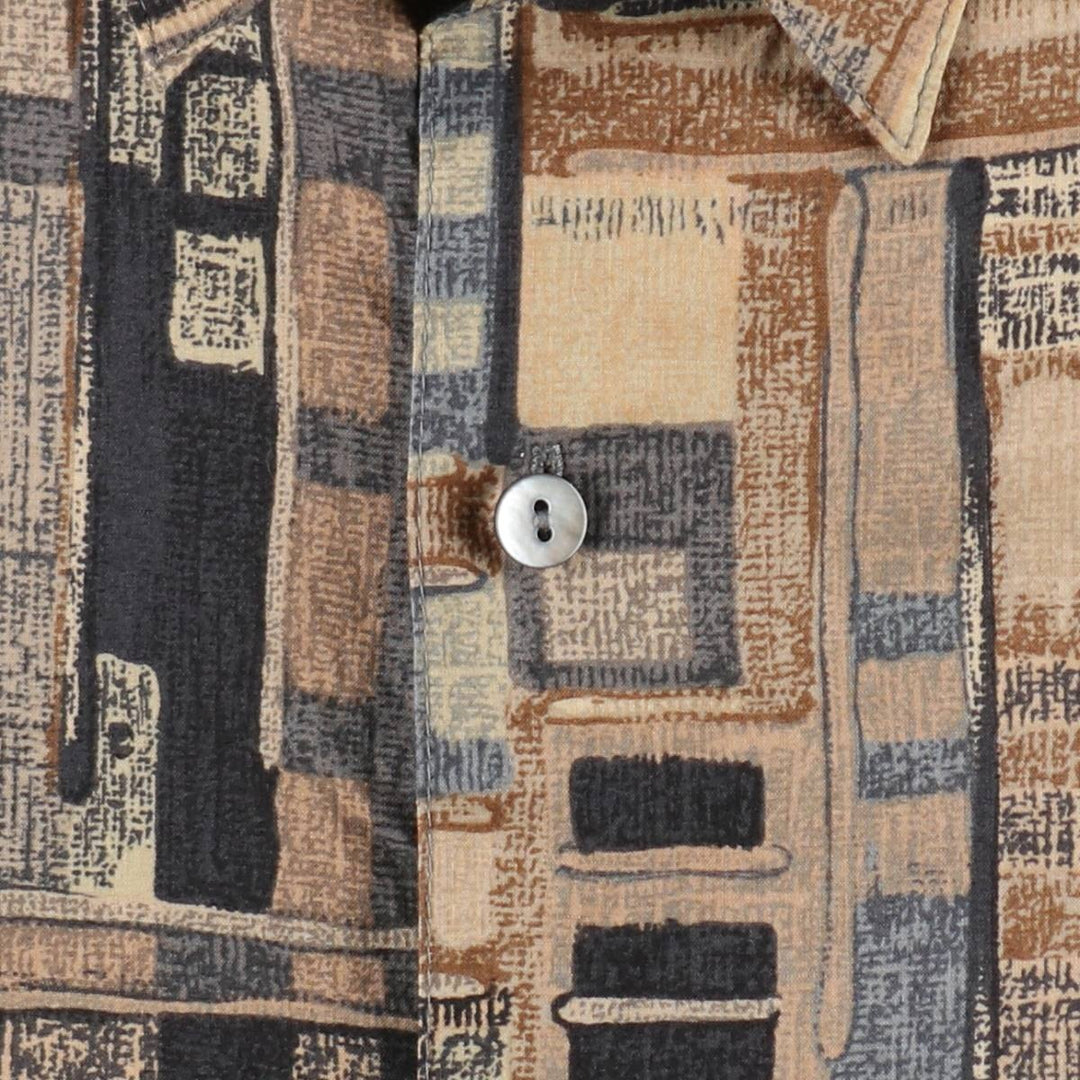 Tori Richard all-over print short-sleeved cotton shirt, boxy fit, made in USA, men's size XL. cotton Beige type Vintage Second Hand