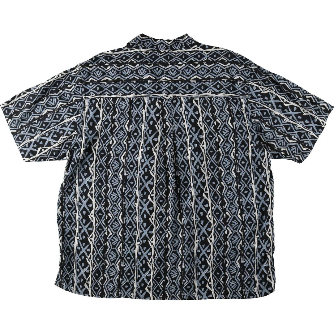 GREG NORMAN all-over print open collar short-sleeved rayon shirt, boxy fit, men's size XL. Rayon black type Vintage Second Hand