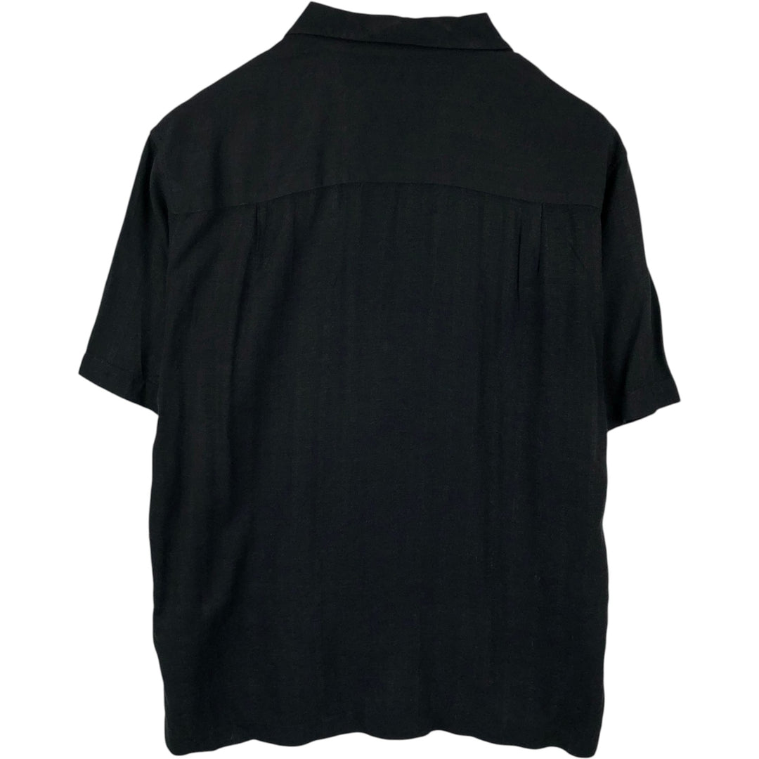 QUIKSILVER EDITION Floral Print Short-Sleeve Open-Collar Rayon Shirt, Boxy Fit, Men's Size M (approx.) Rayon black type Vintage Second Hand
