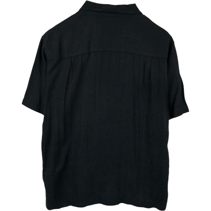 QUIKSILVER EDITION Floral Print Short-Sleeve Open-Collar Rayon Shirt, Boxy Fit, Men's Size M (approx.) Rayon black type Vintage Second Hand