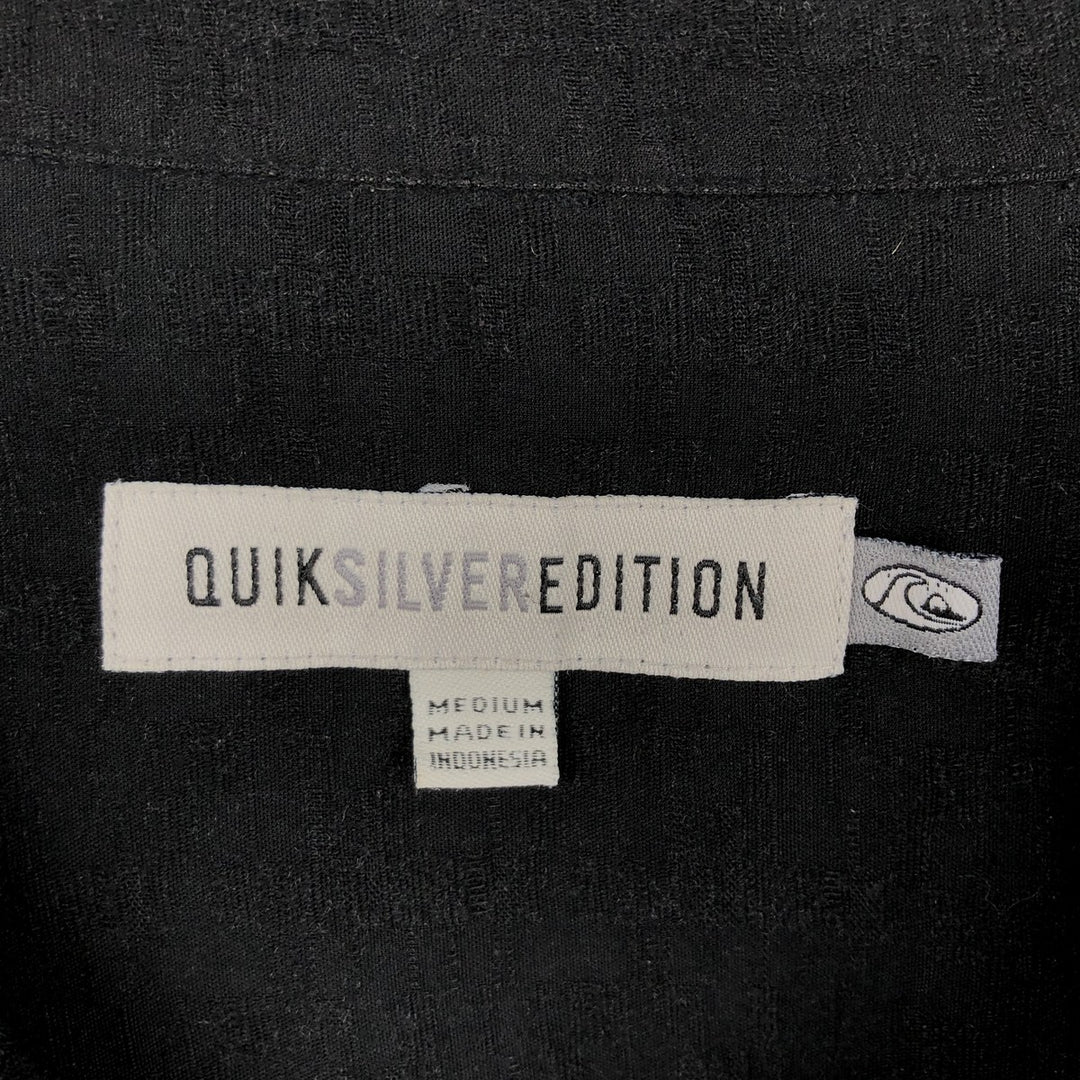 QUIKSILVER EDITION Floral Print Short-Sleeve Open-Collar Rayon Shirt, Boxy Fit, Men's Size M (approx.) Rayon black type Vintage Second Hand