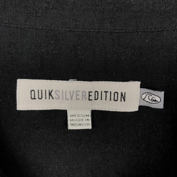 QUIKSILVER EDITION Floral Print Short-Sleeve Open-Collar Rayon Shirt, Boxy Fit, Men's Size M (approx.) Rayon black type Vintage Second Hand