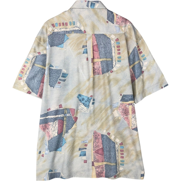 C and A all-over print short-sleeved viscose shirt, boxy style, men's size M. Viscose Blue type light blue Vintage Second Hand
