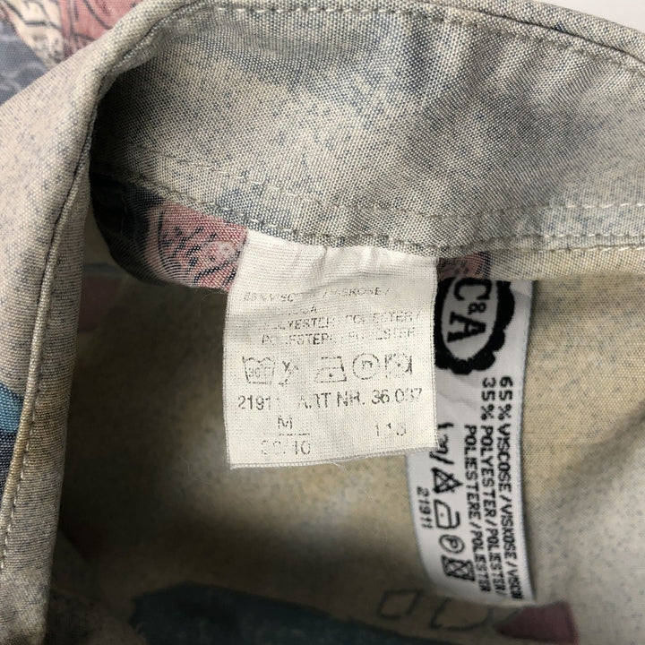 C and A all-over print short-sleeved viscose shirt, boxy style, men's size M. Viscose Blue type light blue Vintage Second Hand