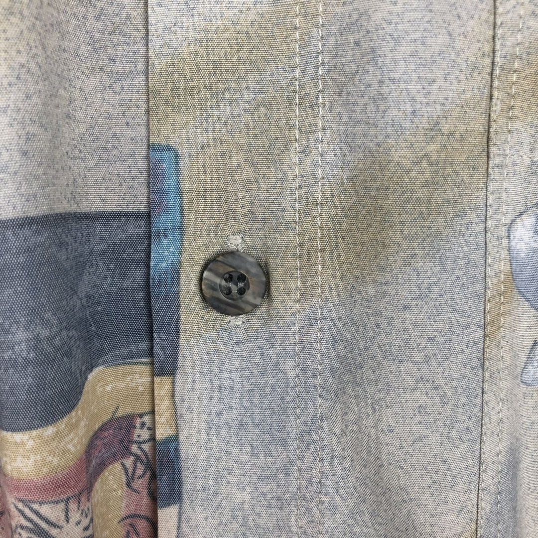 C and A all-over print short-sleeved viscose shirt, boxy style, men's size M. Viscose Blue type light blue Vintage Second Hand