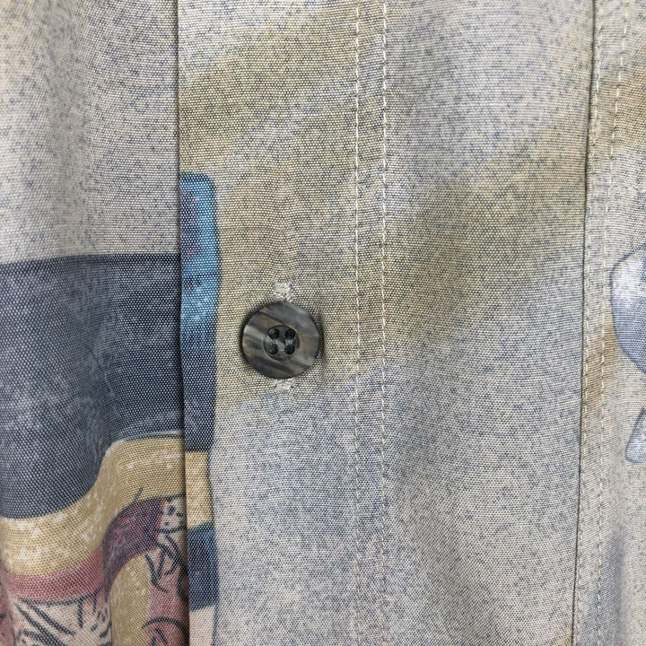 C and A all-over print short-sleeved viscose shirt, boxy style, men's size M. Viscose Blue type light blue Vintage Second Hand