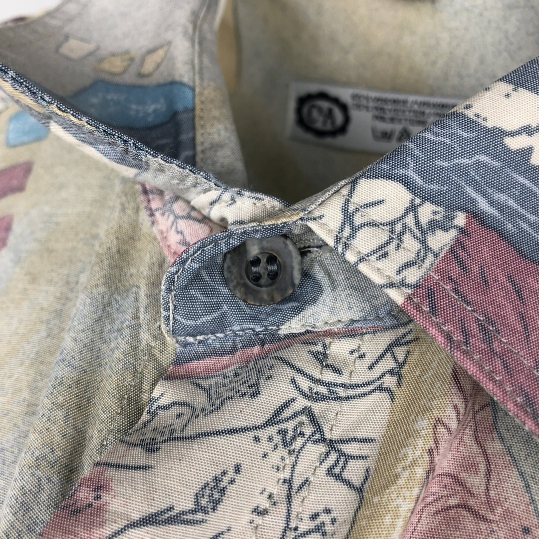 C and A all-over print short-sleeved viscose shirt, boxy style, men's size M. Viscose Blue type light blue Vintage Second Hand