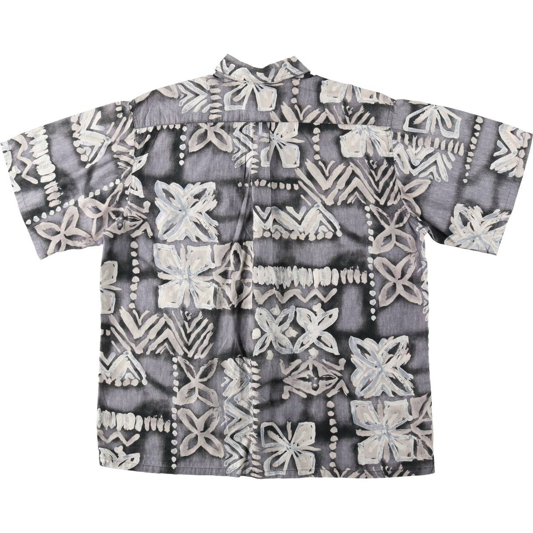 90'S Go Barefoot all-over print short-sleeved cotton shirt, boxy fit, made in USA, men's size XL equivalent, vintage. cotton gray type Vintage Second Hand