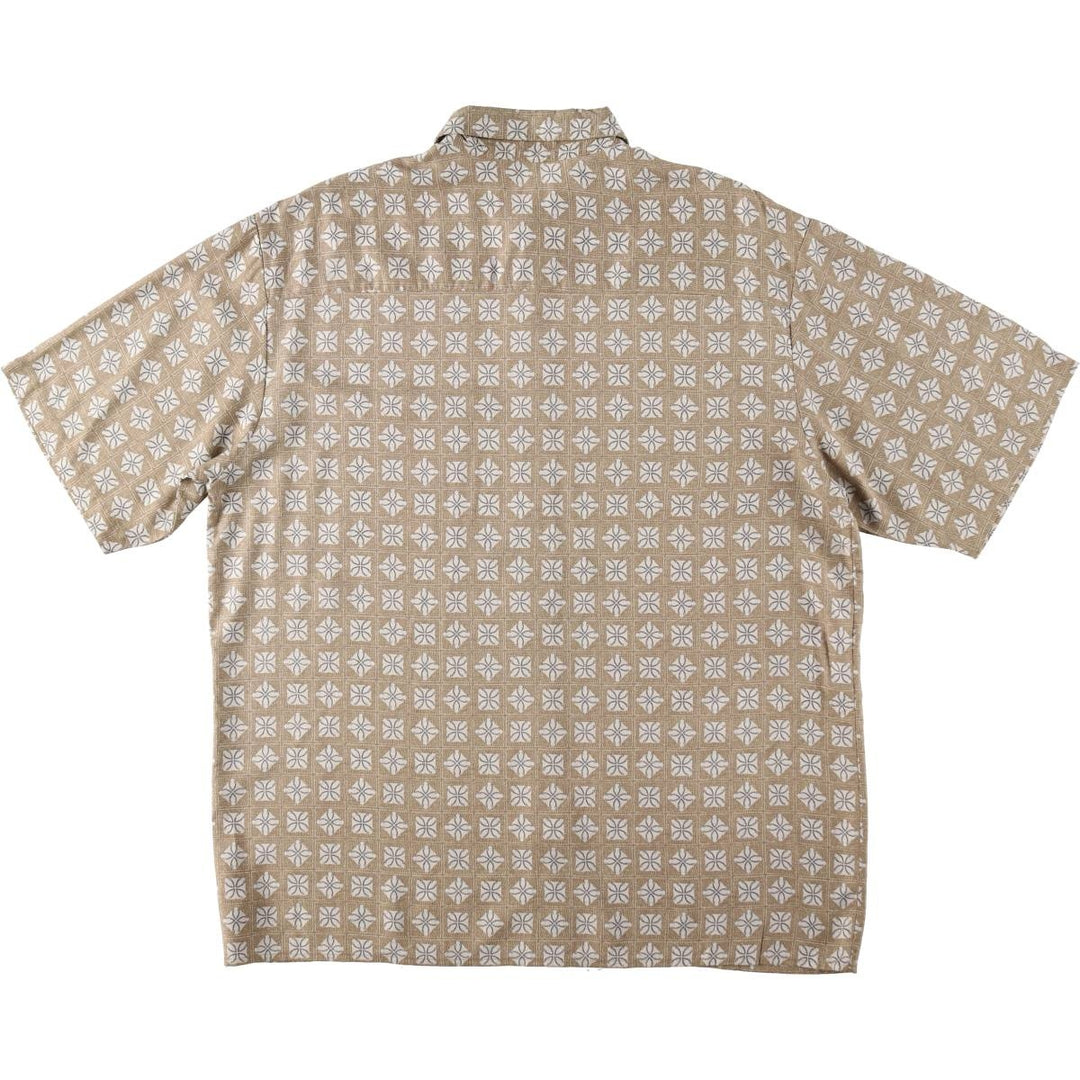 Puritan PURITAN all-over print short-sleeved viscose shirt, boxy style, men's size L (approx.) Viscose beige type brown Vintage Second Hand