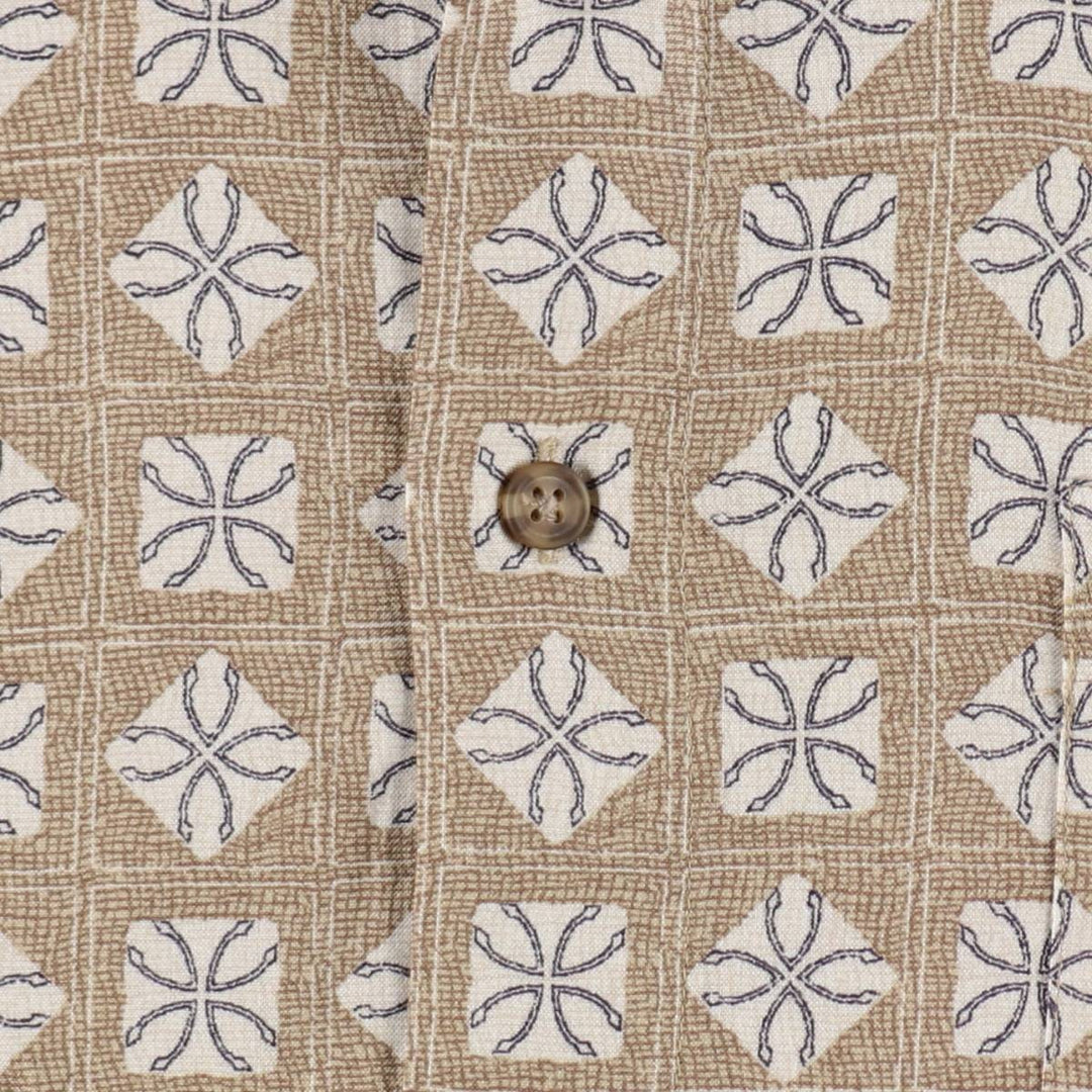 Puritan PURITAN all-over print short-sleeved viscose shirt, boxy style, men's size L (approx.) Viscose beige type brown Vintage Second Hand