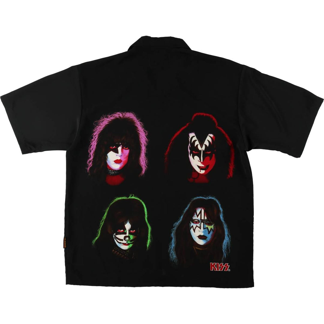Hard Rock Hotel KISS Short-Sleeve Open-Collar Polyester Box Shirt, Men's Size XXL (approx.) polyester black type Vintage Second Hand