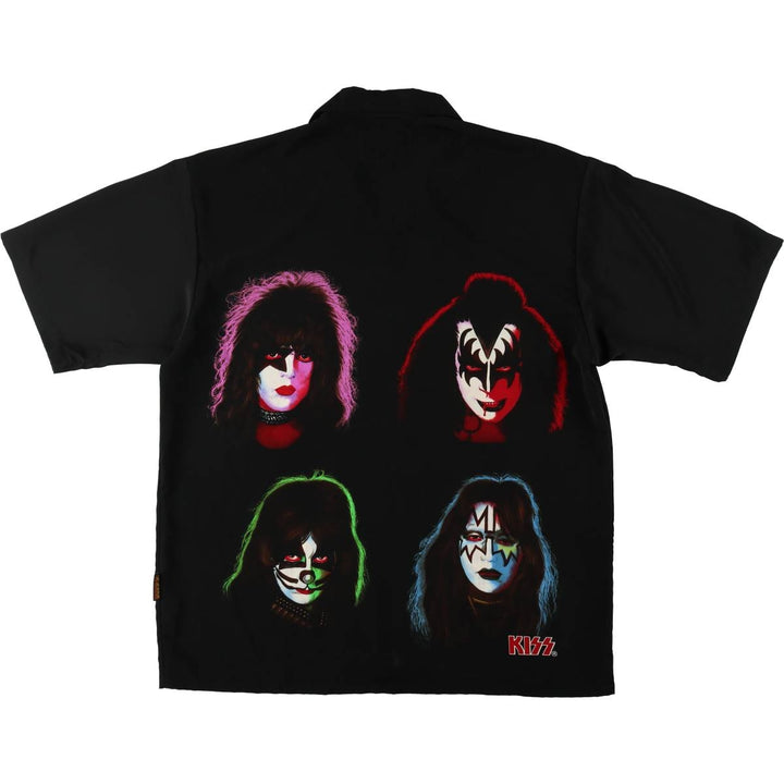 Hard Rock Hotel KISS Short-Sleeve Open-Collar Polyester Box Shirt, Men's Size XXL (approx.) polyester black type Vintage Second Hand