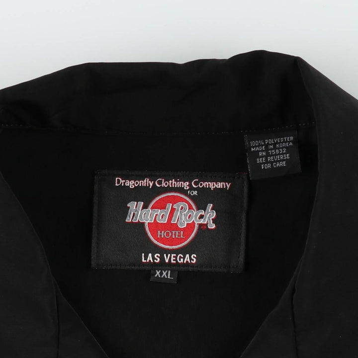 Hard Rock Hotel KISS Short-Sleeve Open-Collar Polyester Box Shirt, Men's Size XXL (approx.) polyester black type Vintage Second Hand