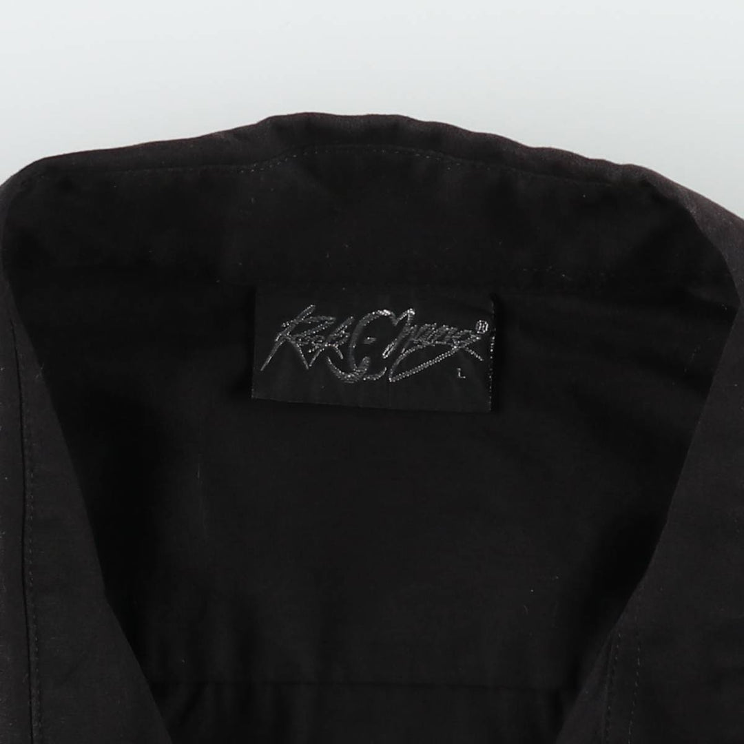 Rock Chang IRON MAIDEN Short-Sleeve Box Shirt, Men's Size L (approx.) unclear black type Vintage Second Hand
