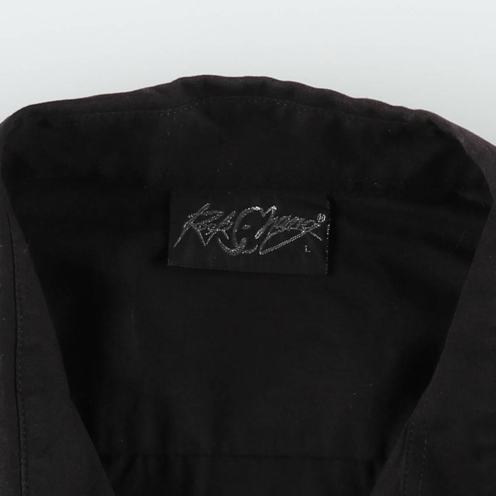 Rock Chang IRON MAIDEN Short-Sleeve Box Shirt, Men's Size L (approx.) unclear black type Vintage Second Hand