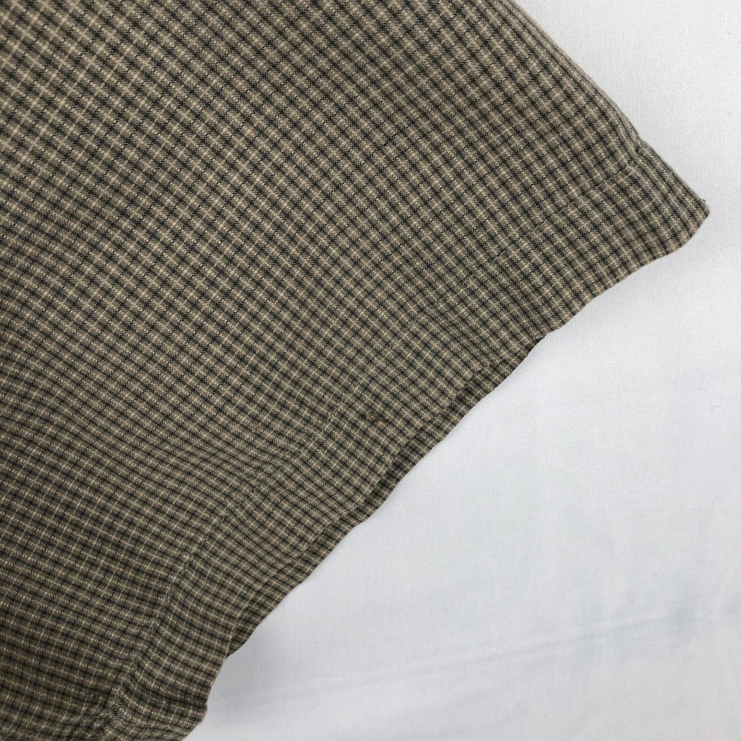 2000'S Eddie Bauer EBTEK Check Pattern Short-Sleeve Poly-Cotton Box Shirt, Men's XL Equivalent cotton Khaki type beige Vintage Second Hand