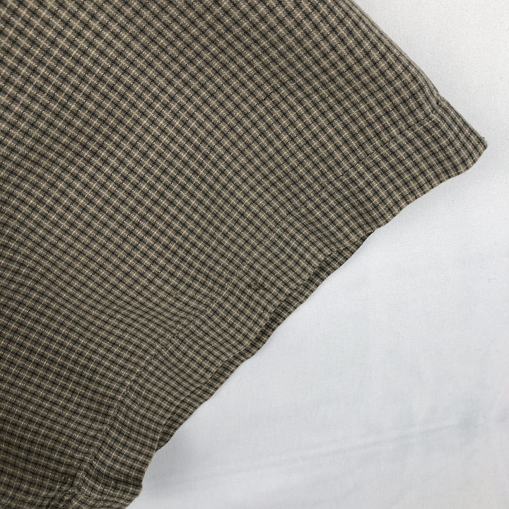 2000'S Eddie Bauer EBTEK Check Pattern Short-Sleeve Poly-Cotton Box Shirt, Men's XL Equivalent cotton Khaki type beige Vintage Second Hand