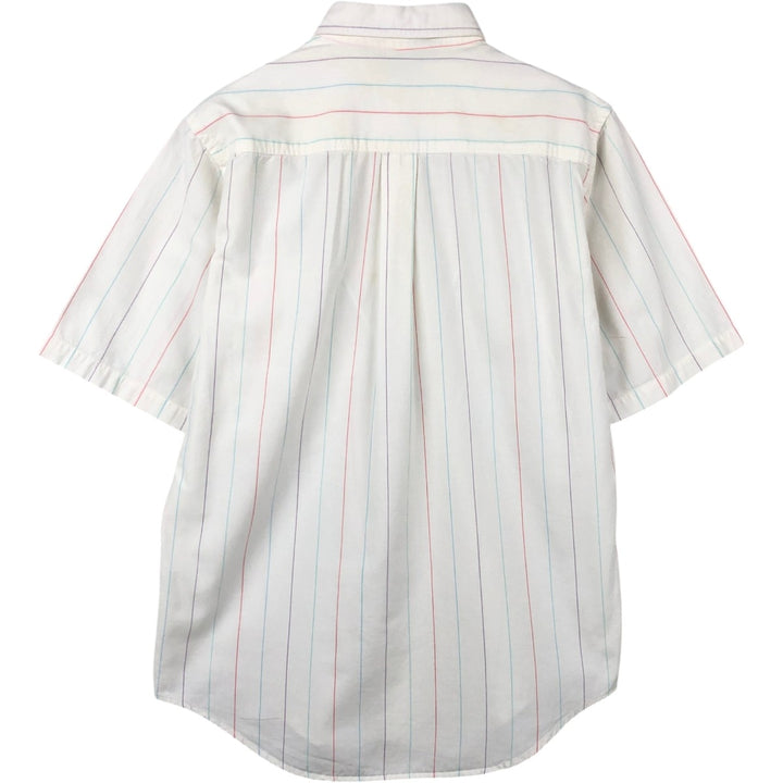 1980'S Woolrich Short-Sleeve Button-Down Striped Shirt, Men's Size M (Equivalent), Vintage unclear white type Vintage Second Hand