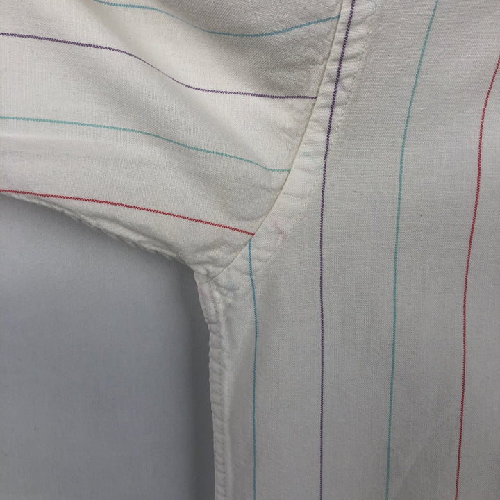 1980'S Woolrich Short-Sleeve Button-Down Striped Shirt, Men's Size M (Equivalent), Vintage unclear white type Vintage Second Hand