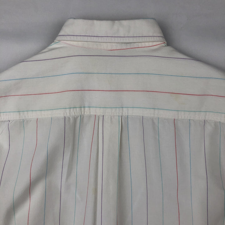 1980'S Woolrich Short-Sleeve Button-Down Striped Shirt, Men's Size M (Equivalent), Vintage unclear white type Vintage Second Hand