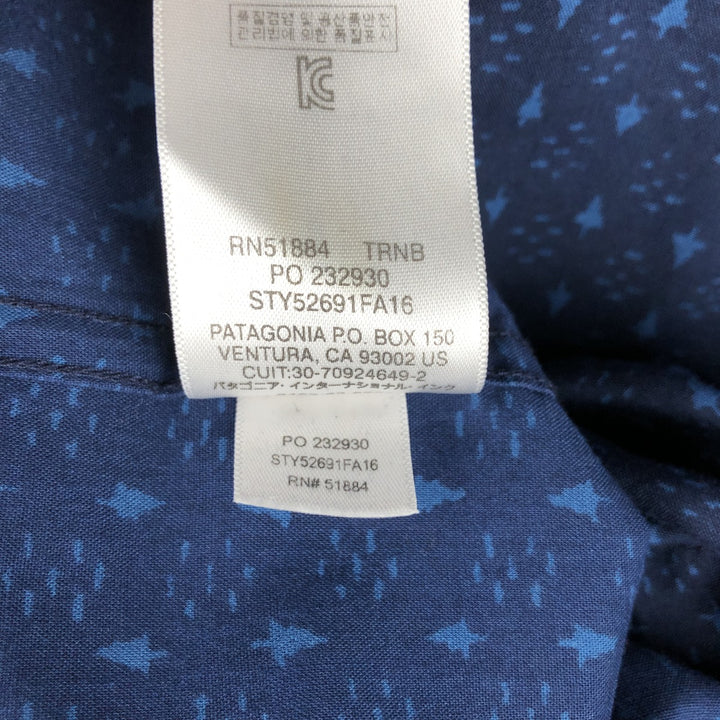 Patagonia ORGANIC COTTON Go To Shirt 52691FA16, all-over print, short-sleeved polycotton shirt, men's size M. Organic cotton navy blue type Vintage Second Hand